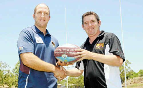 Gympie Devils coach John Greensill (right) pictured with player Darren Burns. Greensill has slammed Caloundra’s efforts to drag captain Trent Callaghan to the tribunal. Gympie Devils coach John Greensill (right) pictured with player Darren Burns. Greensill has slammed Caloundra’s efforts to drag captain Trent Callaghan to the tribunal.